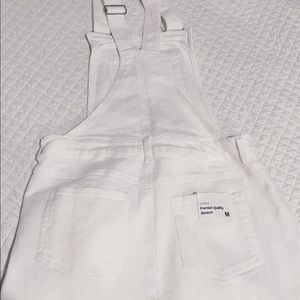 White mini skirt overalls